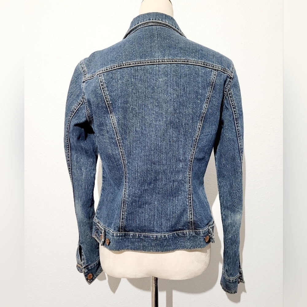 New York And Co Women’s Stretch Denim Jacket Size 4 Blue Classic Fitted Jean - Picture 7 of 14